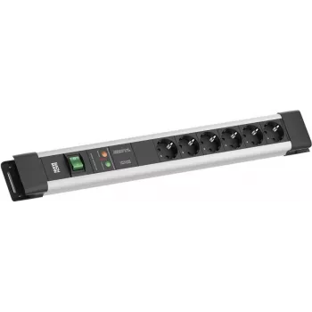 Ciabatta Bachmann CONNECTUS con 6x prese CEE7/3, 1x GVS, 1x interruttore, cavo 2,0 m, grigio