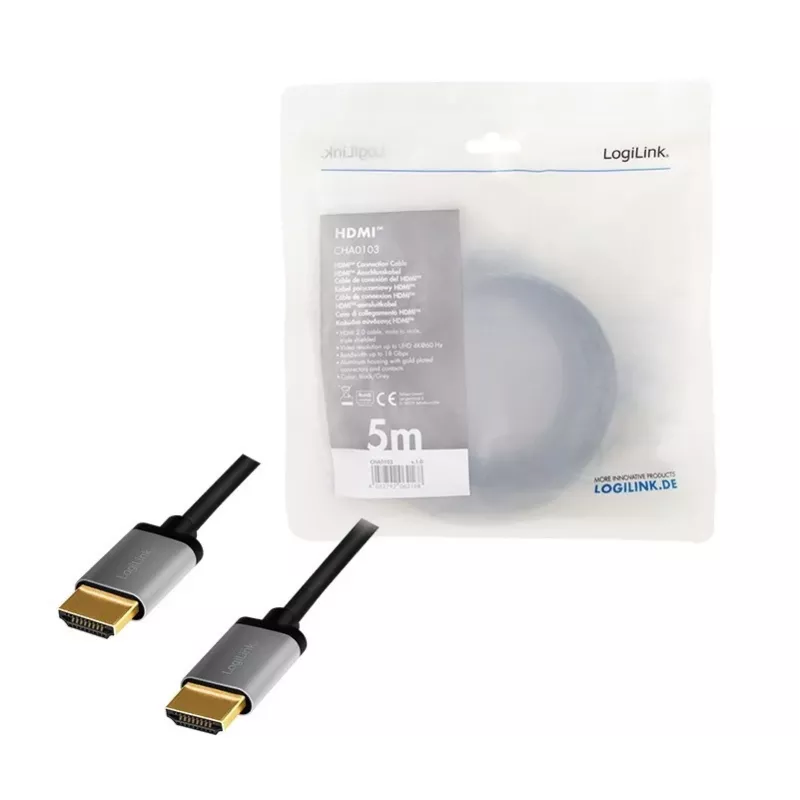 Cavo HDMI 4K/60Hz, ALU, nero, 5m