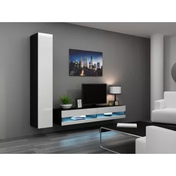 Supporto TV cama meble VIGO NEW 30/180/40, 1800×400×300 mm, piano superiore nero, struttura in truciolare