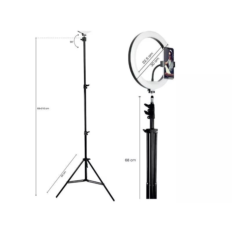 TRACER RING 30cm ring light con treppiede 210cm