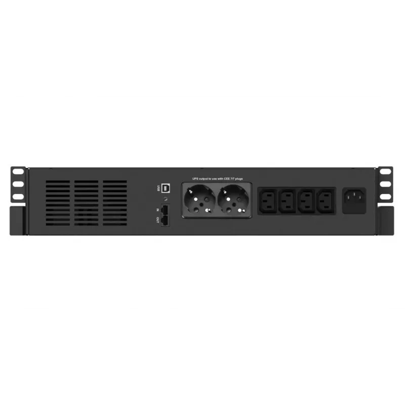 Gruppo di continuità Infosec X4 600 RM Plus — 0,6 kVA (360 W), 6x prese Tipo F, LCD, rackmount