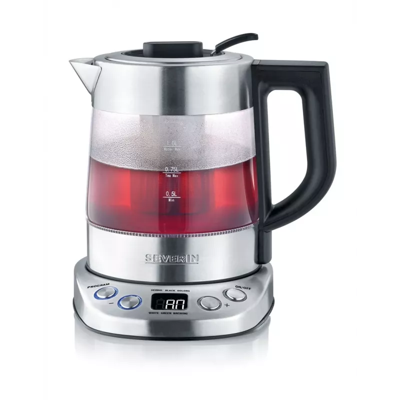 Bollitore elettrico SEVERIN 1 L 2200 W vetro e acciaio inox, 5 impostazioni di temperatura, display LED
