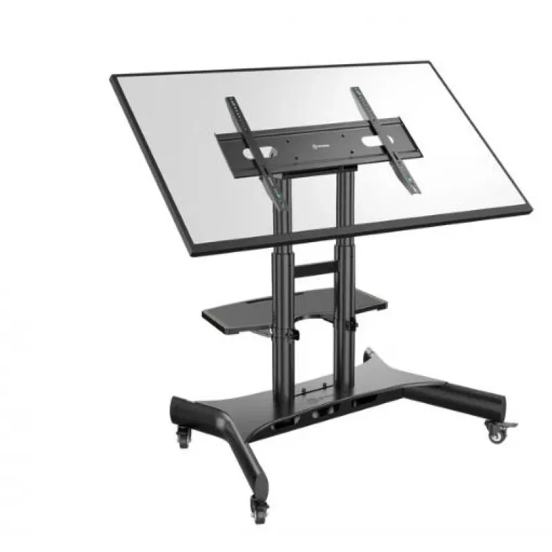 Carrello per TV ONKRON TS1380-B per TV da 50–83 pollici, nero, regolabile in altezza, base con ruote