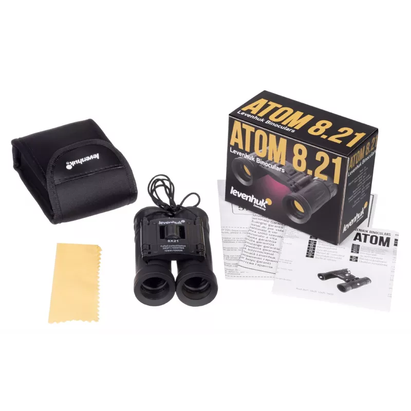 Binocolo Levenhuk Atom 8x21 prisma a tetto nero ingrandimento 8x