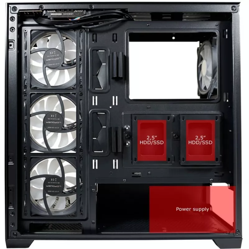 LC-Power Case MidiTower 715B nero USB3.2/Audio senza alimentatore SEAMLESS_X (LC-715B-ON)