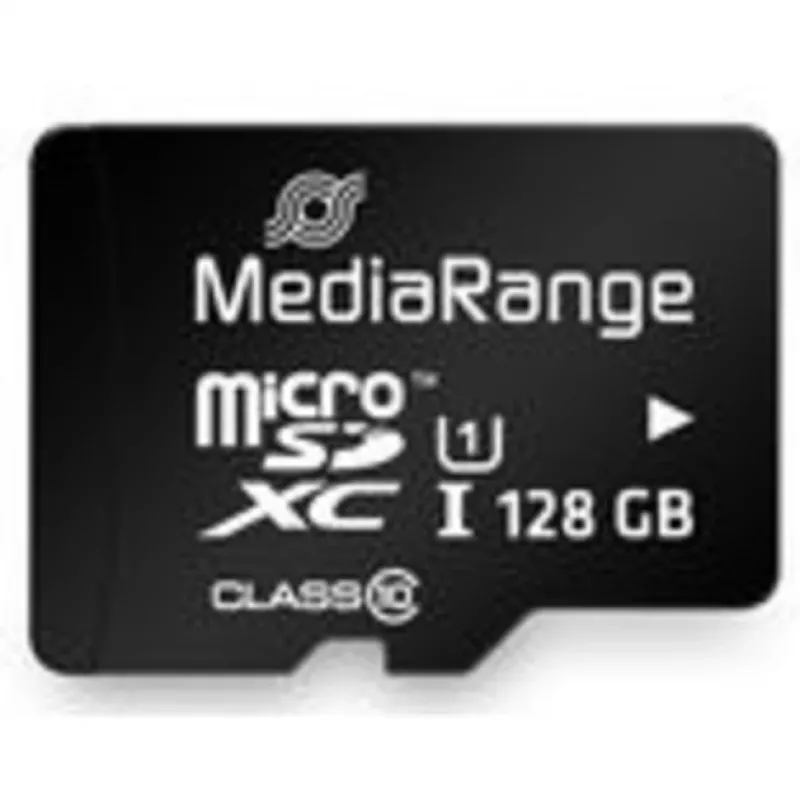 MediaRange MR945 - scheda di memoria flash (microSDXC con adattatore SD) - 128 GB - UHS-I / Class10 - microSDXC - nero (MR945)