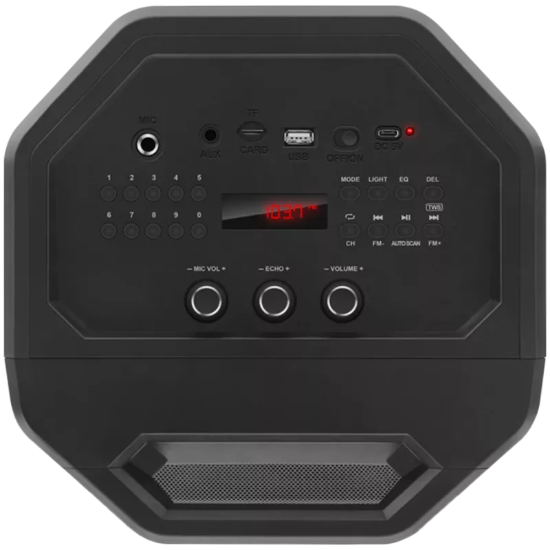 Cassa SVEN PS-650, nera (50W, TWS, Bluetooth, FM, USB, microSD, display LED, 4000mAh)