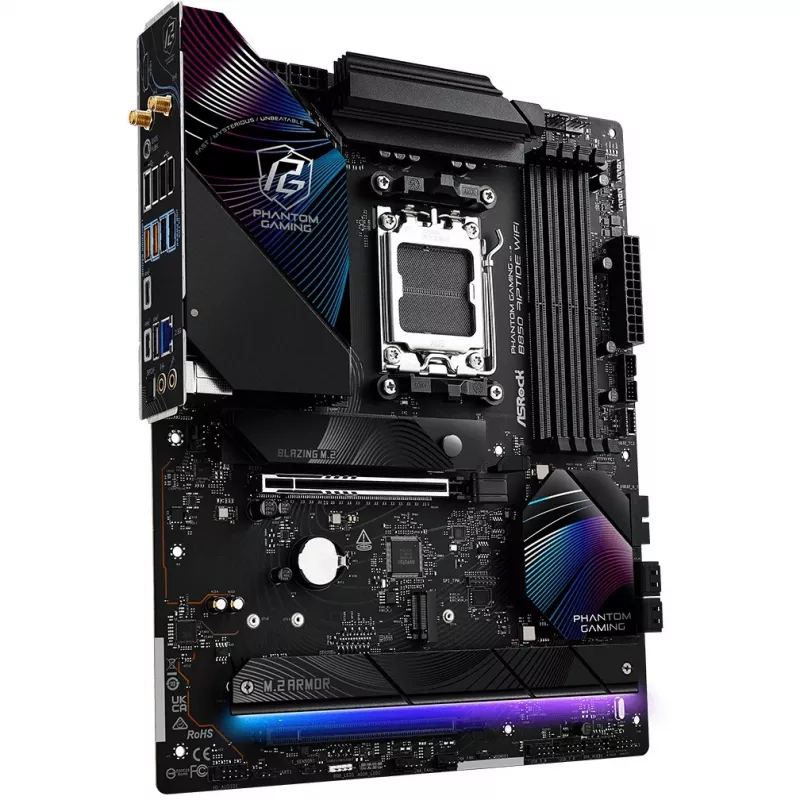 Scheda madre ASRock Phantom Gaming B850 Riptide WiFi — AMD B850, socket AM5, ATX, DDR5, 4x M.2, Wi-Fi 7, LAN 2.5Gb