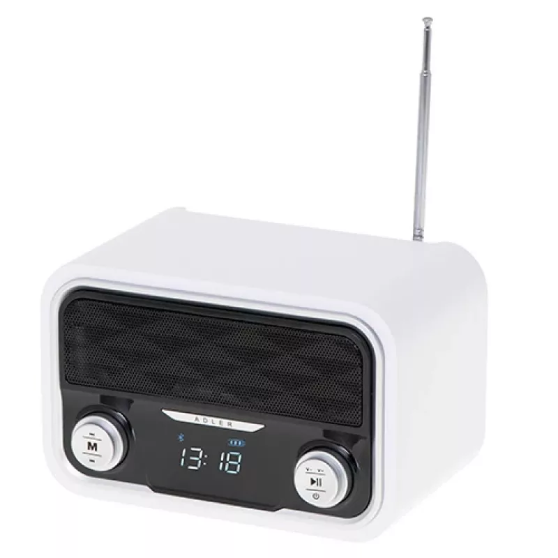 Radio portatile Adler AD 1185 – FM, Bluetooth 4.0, MP3, scheda SD, AUX, batteria ricaricabile 1800 mAh, display LCD, ricarica Micro-USB