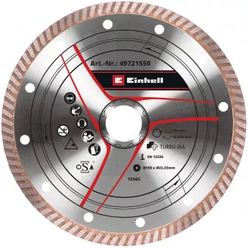 Disco diamantato EINHELL 150×1,6 mm per smerigliatrice angolare a batteria, foro M14