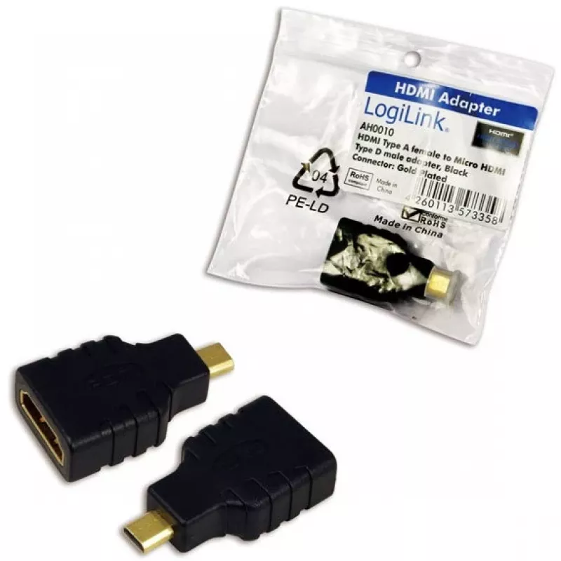 Adattatore di genere HDMI HDMI D su HDMI A LogiLink AH0010 nero