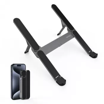 Supporto pieghevole compatto per mini laptop SODI — grigio, rialzo portatile regolabile per notebook