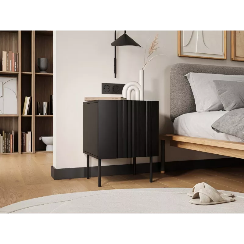Set comodini 2 pz. Cama Meble ISLA 44,5×40×59 cm nero opaco MDF/truciolare
