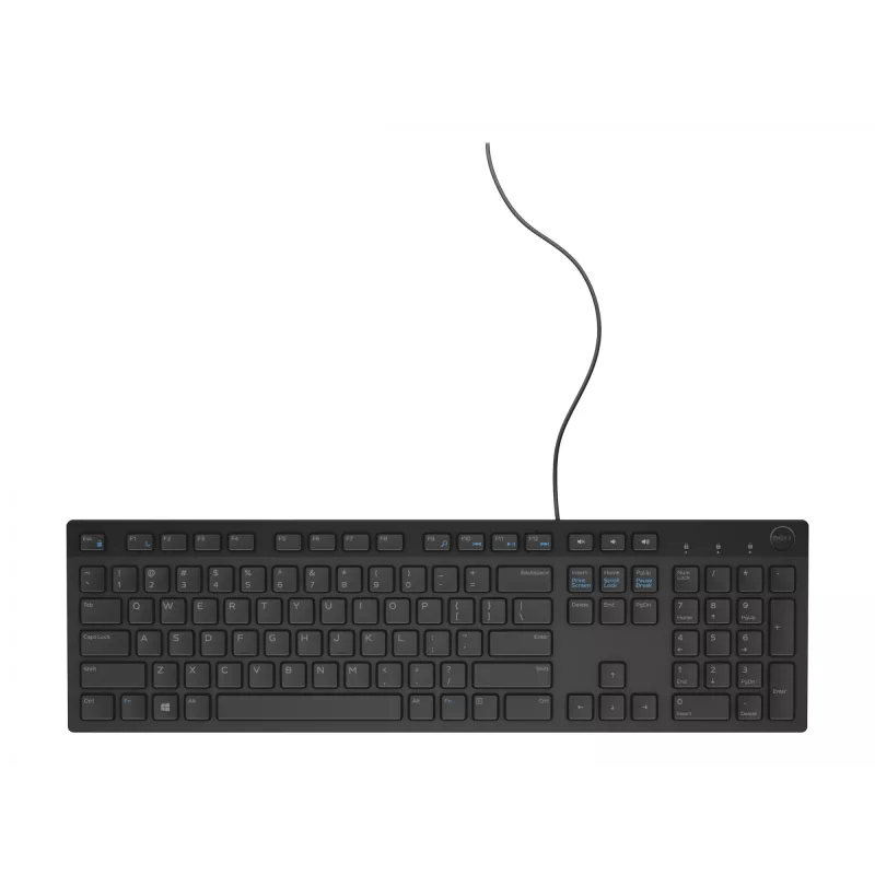 Tastiera full-size con filo Dell KB216 — layout QWERTY nordico, nero, USB