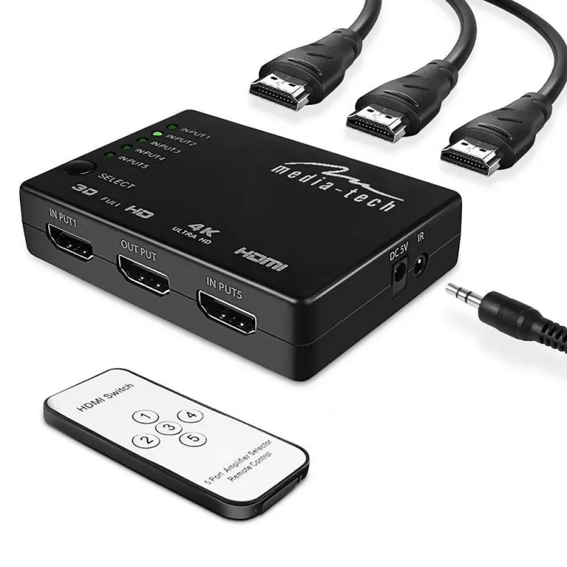 Media-Tech MT5207 Switch HDMI 5x, 4K