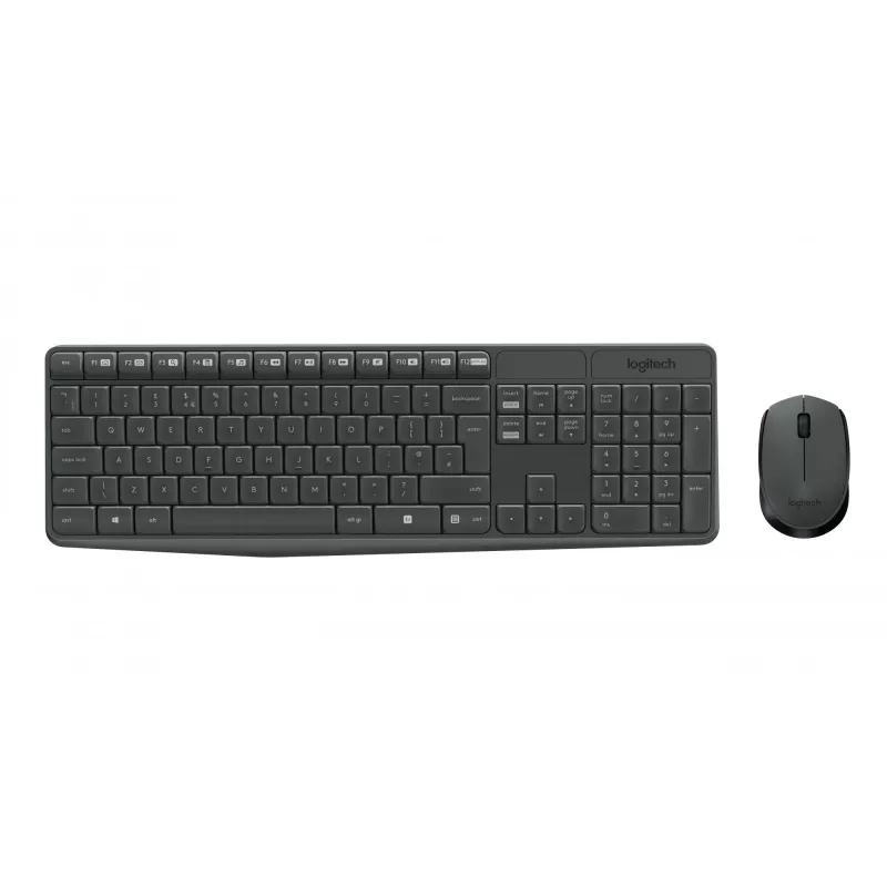 Logitech MK235 set tastiera e mouse wireless durevole in grigio