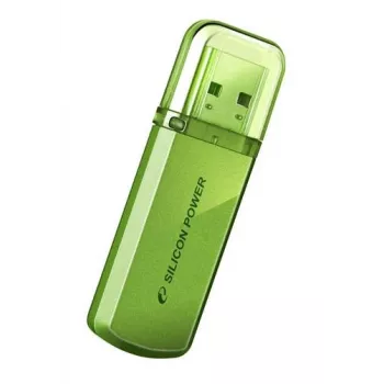 Chiavetta USB Silicon Power Helios 101 — 8 GB, USB 2.0, Type-A, verde, con cappuccio