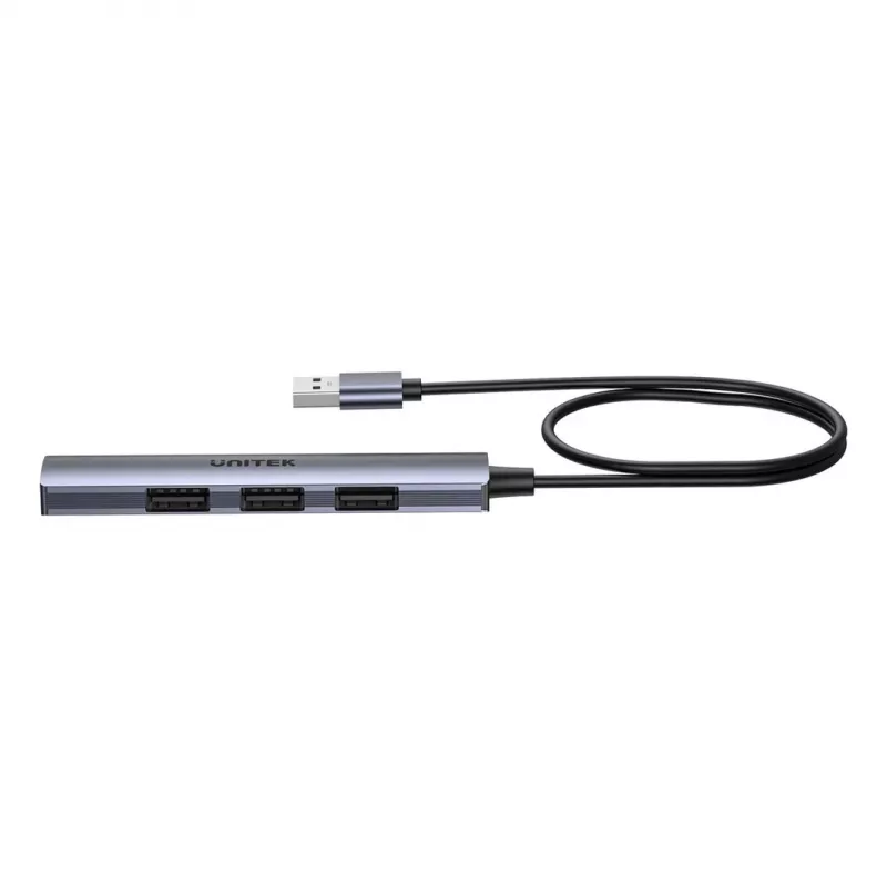 Hub USB Unitek H1208CGY01 — 4 porte USB 3.0 (5 Gbit/s), retrocompatibile con USB 2.0, alluminio