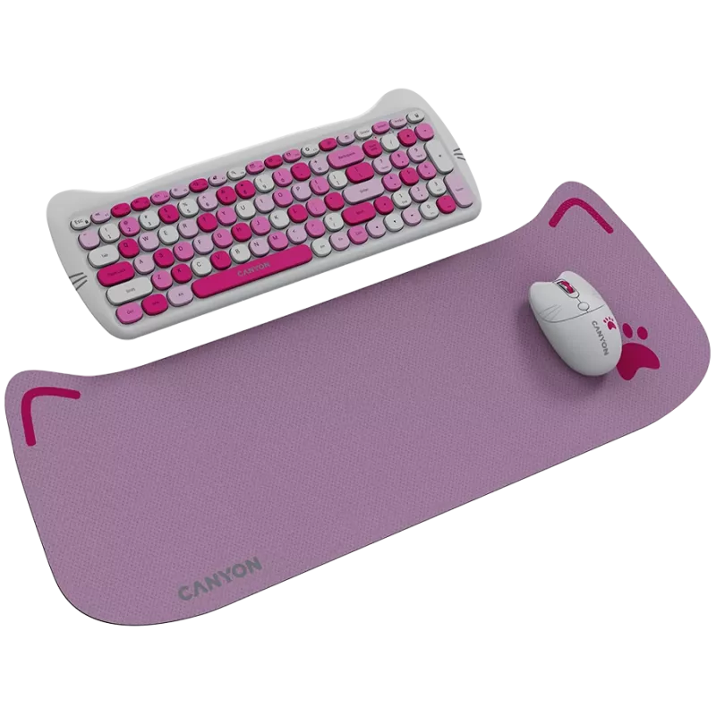 Set tastiera e mouse wireless CANYON HSET-W6 Pink Kitty Edition