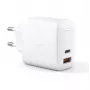 Caricabatterie da parete Aukey PA-B3 bianco GaN 65W USB-C / USB-A caricabatterie rapido