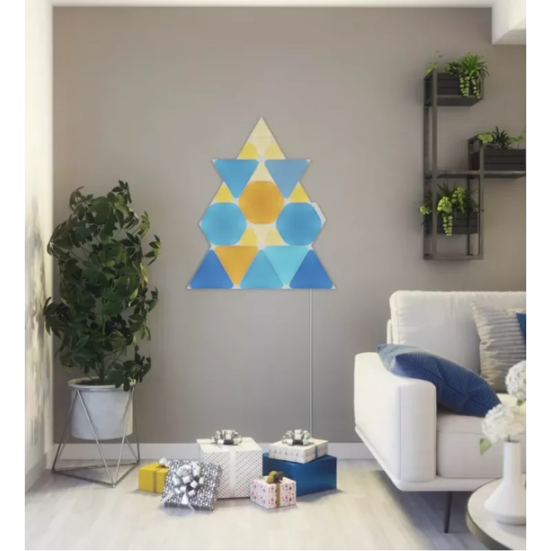 Pannelli LED triangolari Nanoleaf NL47-0002TW-9PK — set con 9 pannelli da parete RGB, alimentazione a rete, bianco