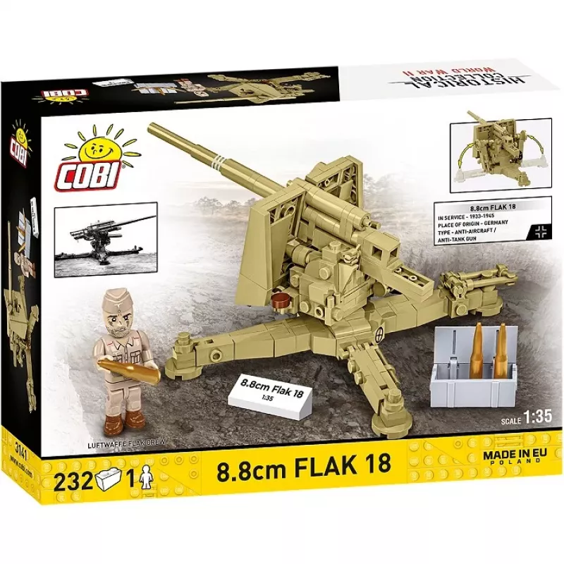 Kit di montaggio a mattoncini Cobi 8,8 cm Flak 18 – 232 pezzi, scala 1:35