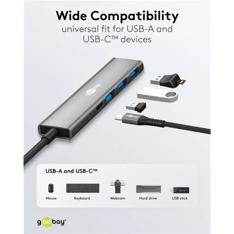 Goobay Slim hub USB 4 porte USB-C a/USB-A 5 Gbit/s - -Plug> 1x (76562)