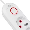 Ciabatta MACLEAN MCE394W — 3 prese, 3×USB 2,1A, 110–240V AC, 2500W, cavo 1,5 m, bianco