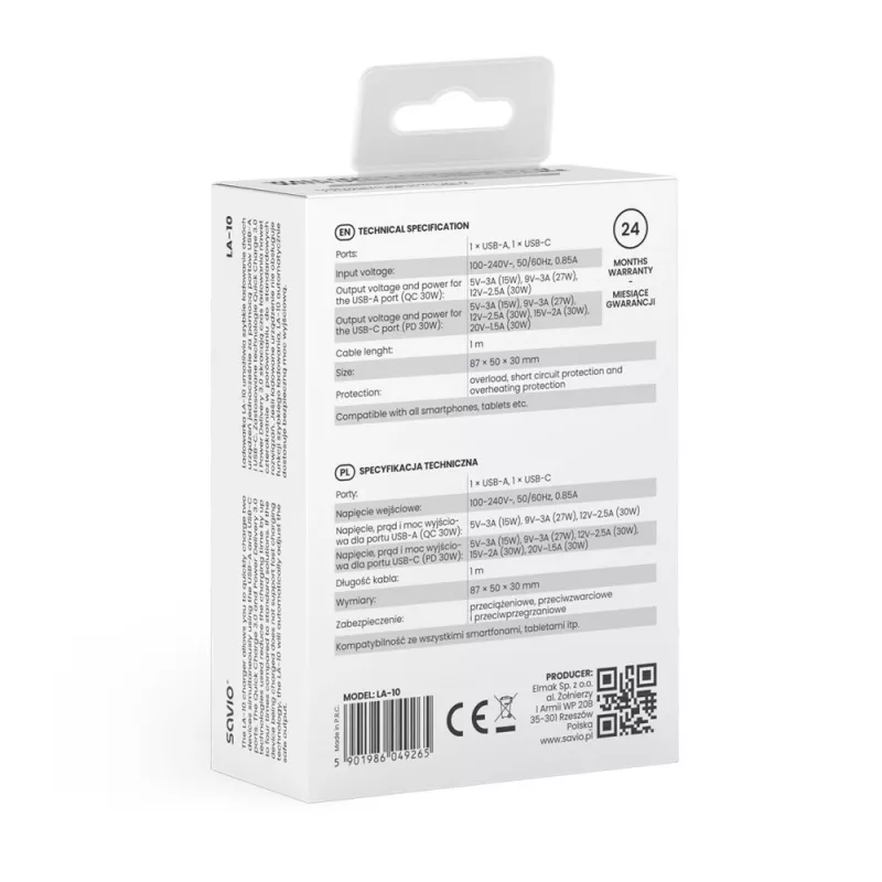 Caricabatterie da parete 30W LA-10 SAVIO