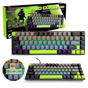 Tastiera meccanica MEDIA-TECH MT1260 Red Core MX60, formato 60%, switch CHERRY MX Red, illuminazione RGB, USB, verde