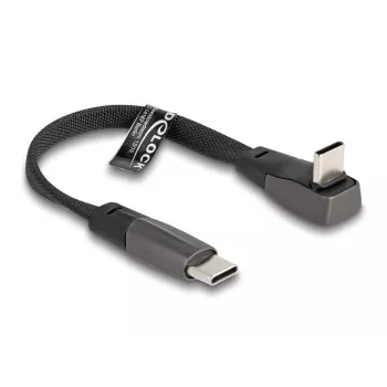 Cavo piatto USB 2.0 DeLOCK connettore maschio USB Type-C su connettore maschio USB Type-C angolare PD 3.0 60 W 14 cm nero