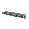 Patch panel 1U LANBERG PPS5-1024-B — 24 porte RJ-45 Cat5, metallo, nero, montaggio su rack