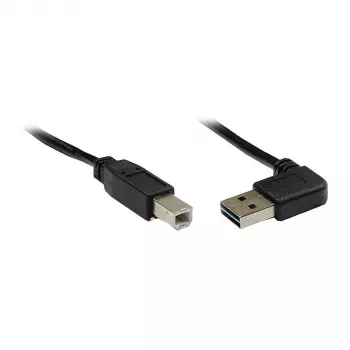 Cavo di collegamento GoodConnections USB 2.0 EASY connettore A maschio angolare su connettore B maschio, nero, 3m