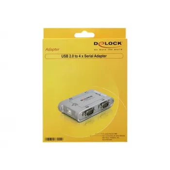 Delock 87414 adattatore USB 2.0 a 4x seriale RS-232, incl. cavo di prolunga 1 m, argento