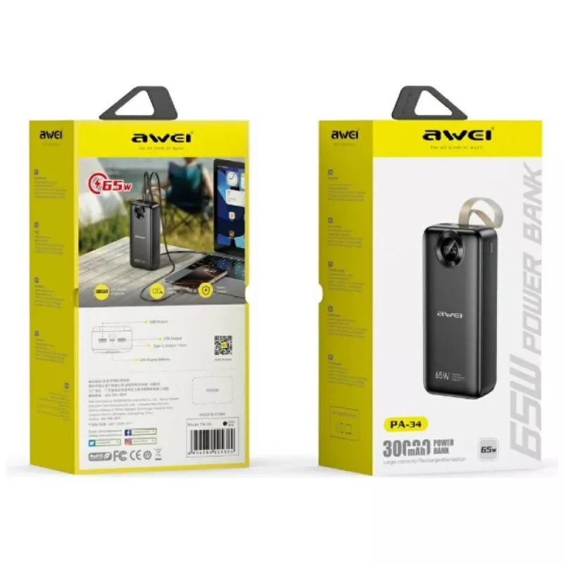 Caricabatterie portatile Awei PA-34 30000mAh
