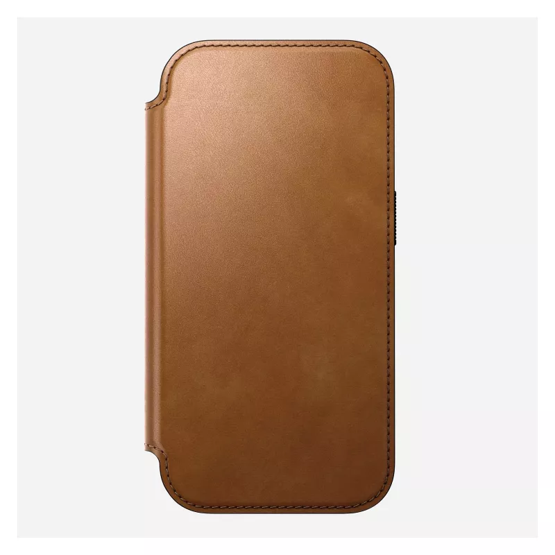 Custodia folio Nomad Modern Leather Folio per iPhone 17 Pro, pelle + alluminio, 6,3 pollici (16 cm), Tan, 3 scomparti per carte