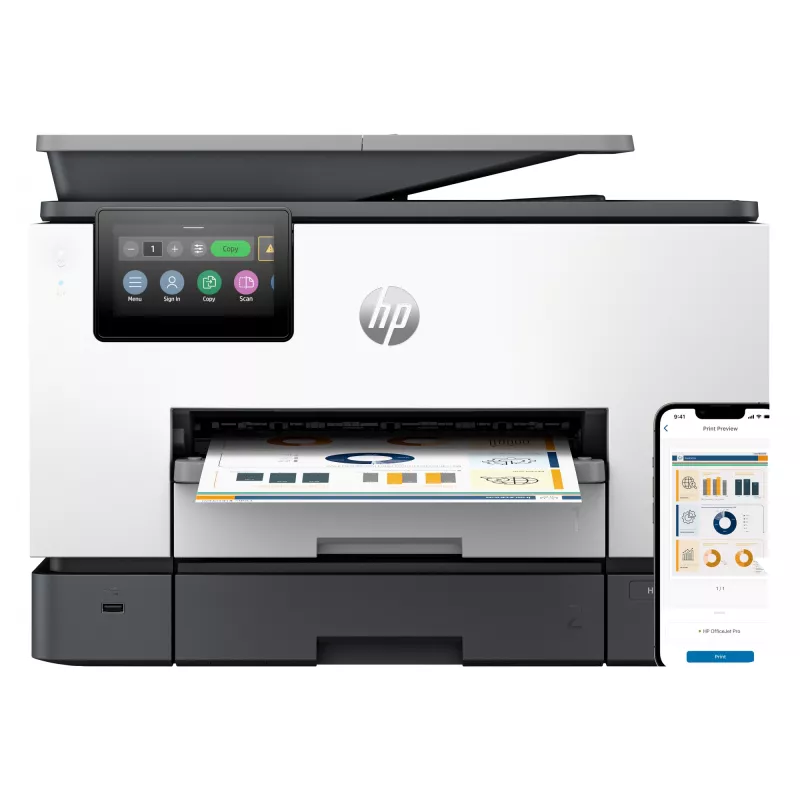 Stampante HP OfficeJet Pro 9130b wireless all-in-one a colori, stampa fronte-retro; copia, scansione