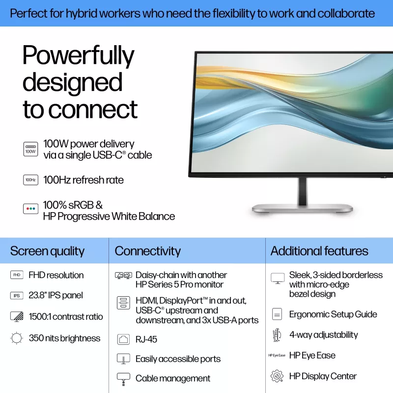 Monitor HP Series 5 Pro 23.8 pollici FHD USB-C - 524pu