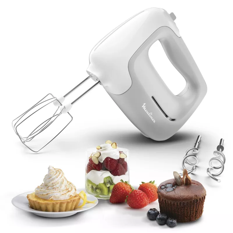 Frullatore a mano Tefal Prep'Mix HT450B — 450 W, 5 velocità, turbo, fruste in metallo, bianco