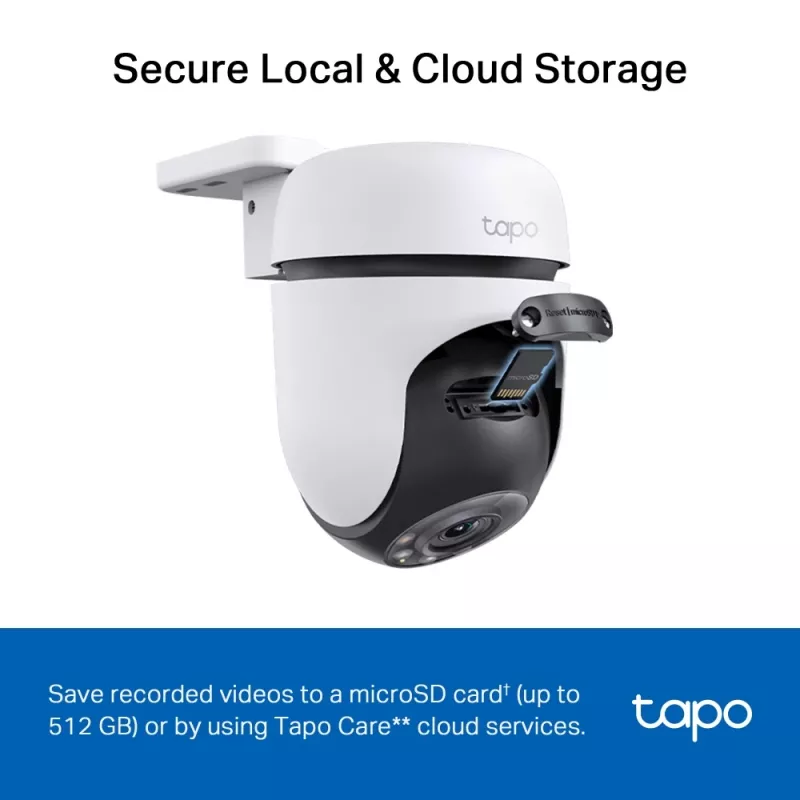 TP-Link Tapo telecamera Wi-Fi di sicurezza pan/tilt per esterni, telecamera di sicurezza IP, interni ed esterni, wireless, CE, FCC, RoHS, RCM, montaggio a soffitto, bianco, nero