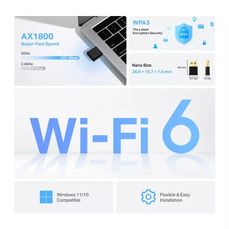 TP-Link Archer AX1800 Adattatore USB WLAN Wi-Fi 6 Nano