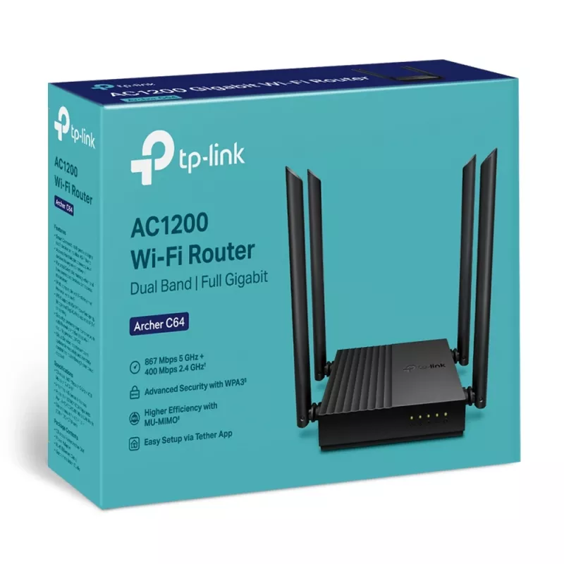 TP-Link Archer C64 Router WLAN Gigabit Ethernet dual band (2,4 GHz / 5 GHz) nero
