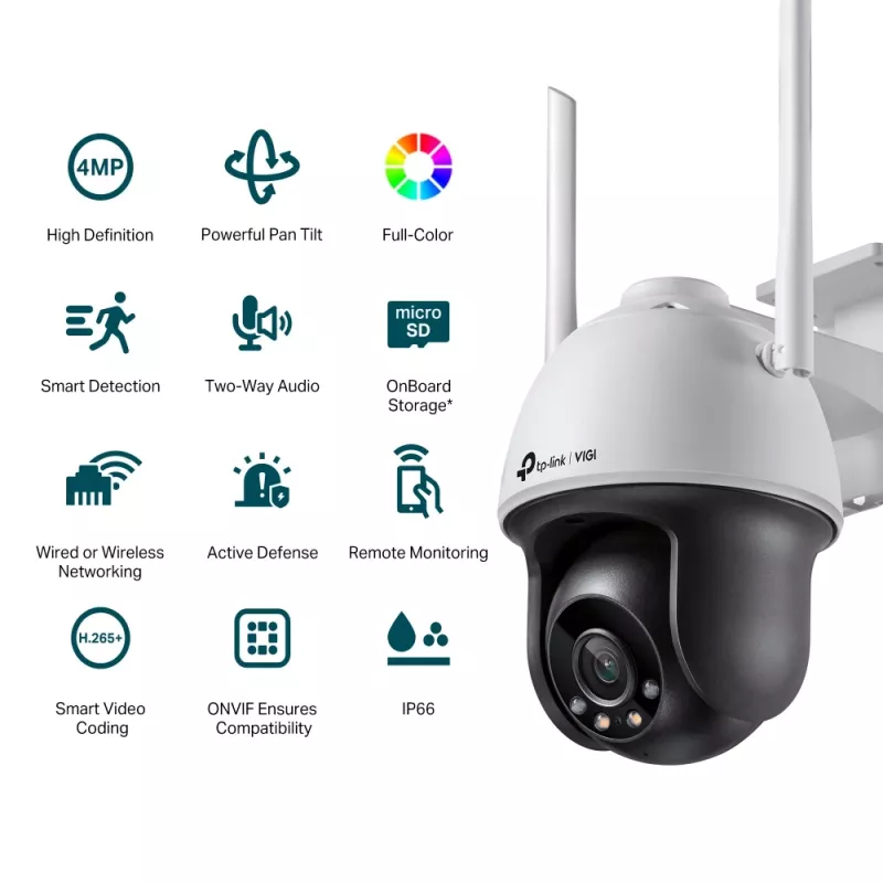 TP-Link VIGI Telecamera di rete pan tilt Wi-Fi 4MP Full-Color da esterno