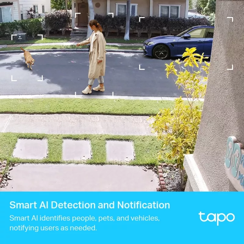 TP-Link Tapo Telecamera di sicurezza smart wire-free, telecamera di sicurezza IP, interno e esterno, wireless, parete/palo, bianco, torretta