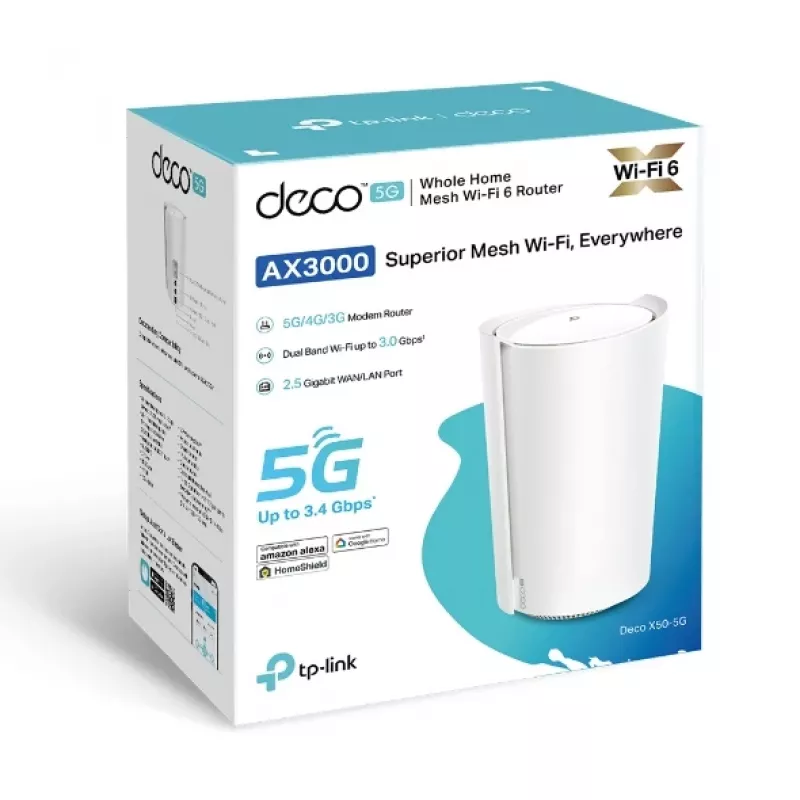 Router TP-Link 5G AX3000 Whole Home Mesh Wi-Fi 6, con modem 5G integrato
