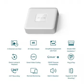 Videoregistratore di rete PoE+ TP-Link VIGI a 4 canali