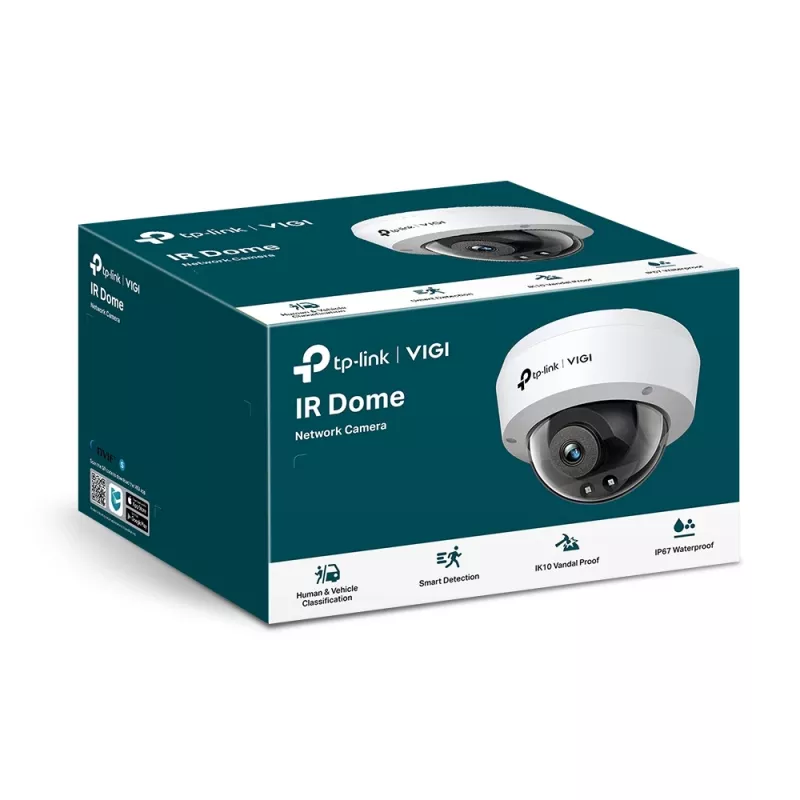 Telecamera di rete dome IR TP-Link VIGI 4MP, telecamera di sicurezza IP, interno ed esterno, cablata, CE, BSMI, VCCI, ONVIF, soffitto/parete, nera, bianca