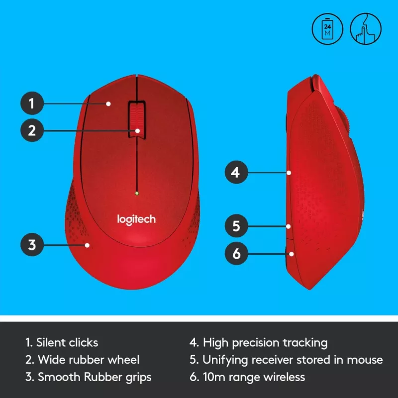 LOGITECH M330 Silent Plus rosso