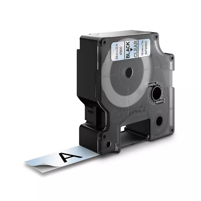 Etichette autentiche DYMO D1 | Stampa nera su pellicola trasparente | 19 mm x 7 m | Etichette autoadesive per etichettatrici LabelManager | Prodotte in Europa