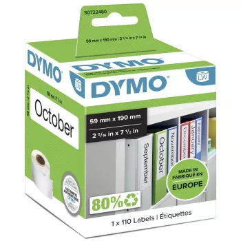 DYMO Authentic LabelWriter Etichette per raccoglitori | 59 mm x 190 mm | autoadesive | rotolo da 110 etichette Easy-Peel | per etichettatrici LabelWriter | prodotte in Europa